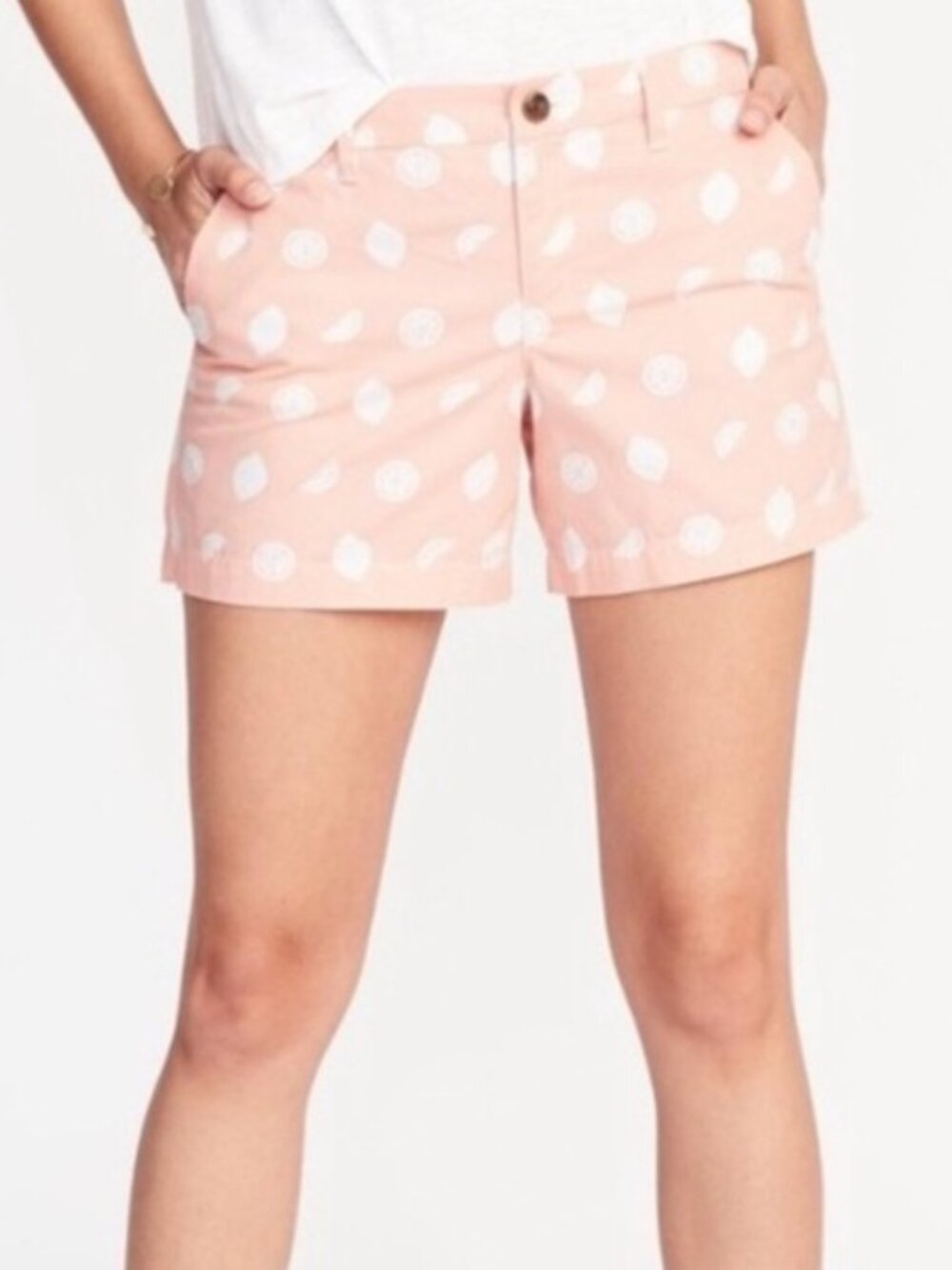 OLD NAVY women EVERYDAY SHORTS peach MID-RISE lemon FRUIT orange SIZE 12